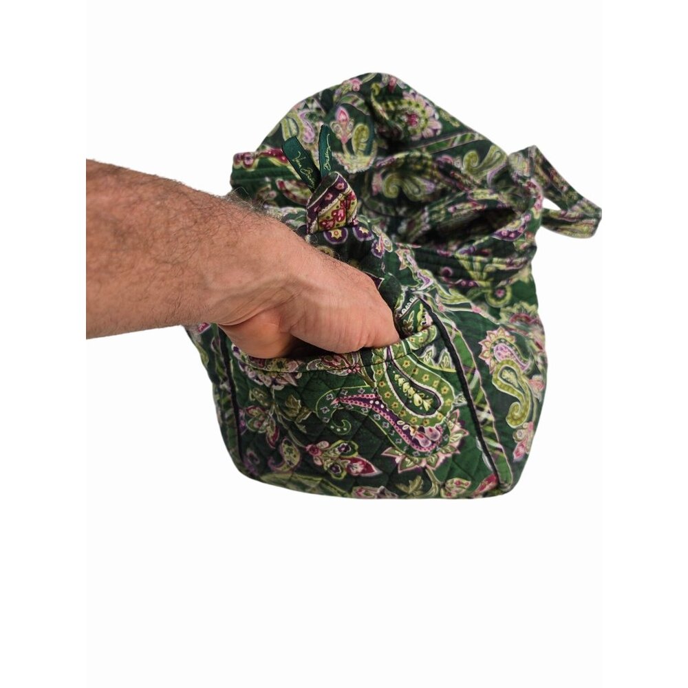 Vera Bradley Quilted Cotton Chelsea Green Paisley Duffel Bag Retired Color - Picture 7 of 7
